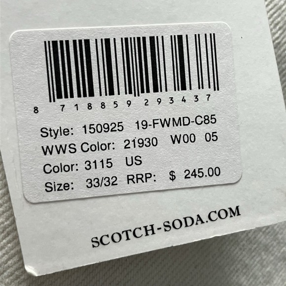 Scotch Soda Jeans Mens Size 33 White Hi‎ Brutus Bye Popeye Denim Button Fly - Picture 15 of 16